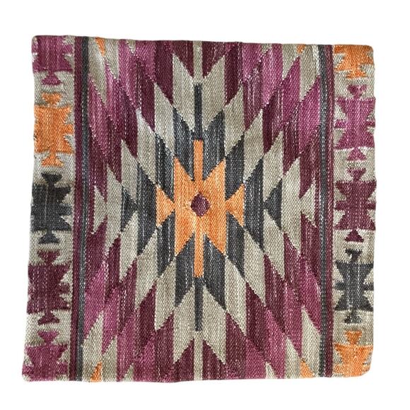 Boho Decor Cushion Cover Aztec Print Pink Orange Beige Pillow Cover 20"x20" - Picture 1 of 3
